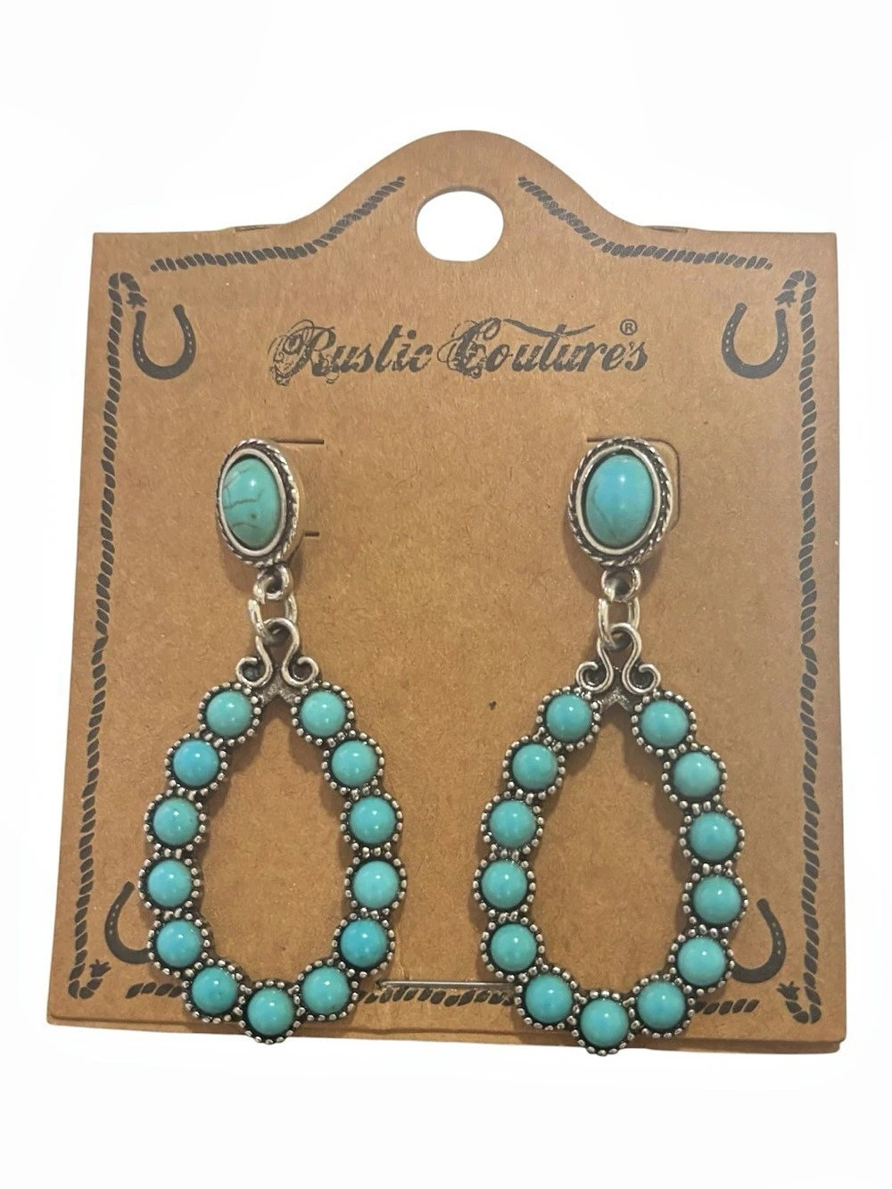 Rustic Couture's Turquoise Oval Drop Earrings NWT